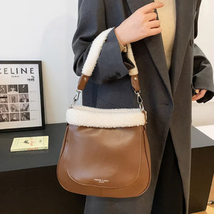 Plush Handbags Women Autumn Winter Shoulder Bags Large Messenger Bags