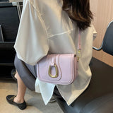 Women Small Flap Messenger Bag PU Leather Shoulder Bags Purple