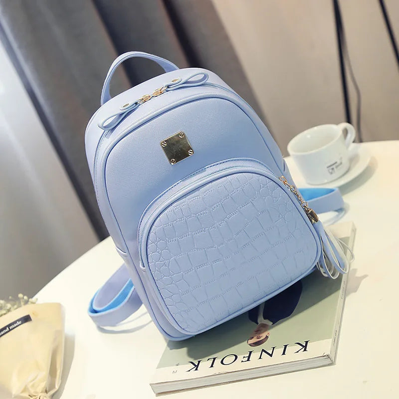 Women Backpack PU Leather Schoolbag for Teenager Girls Female Preppy