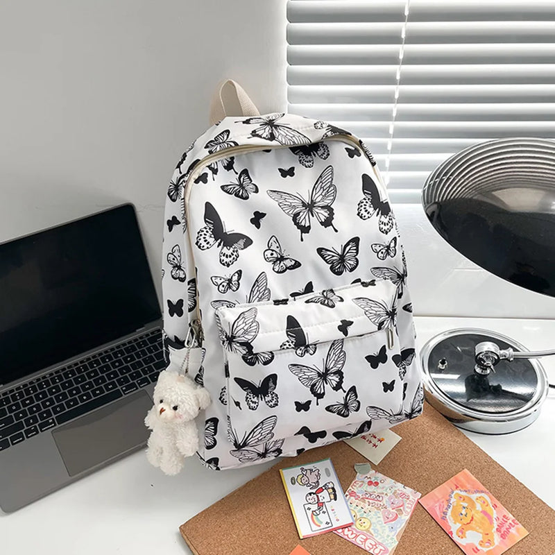 Women Backpack Butterfly Print Student Shoulder School Bags Girl Large Capacity