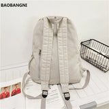 Canvas Travel Backpack Solid School Bags For Teenager Girls