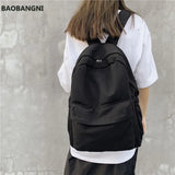 Canvas Travel Backpack Solid School Bags For Teenager Girls