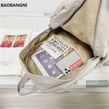Canvas Travel Backpack Solid School Bags For Teenager Girls