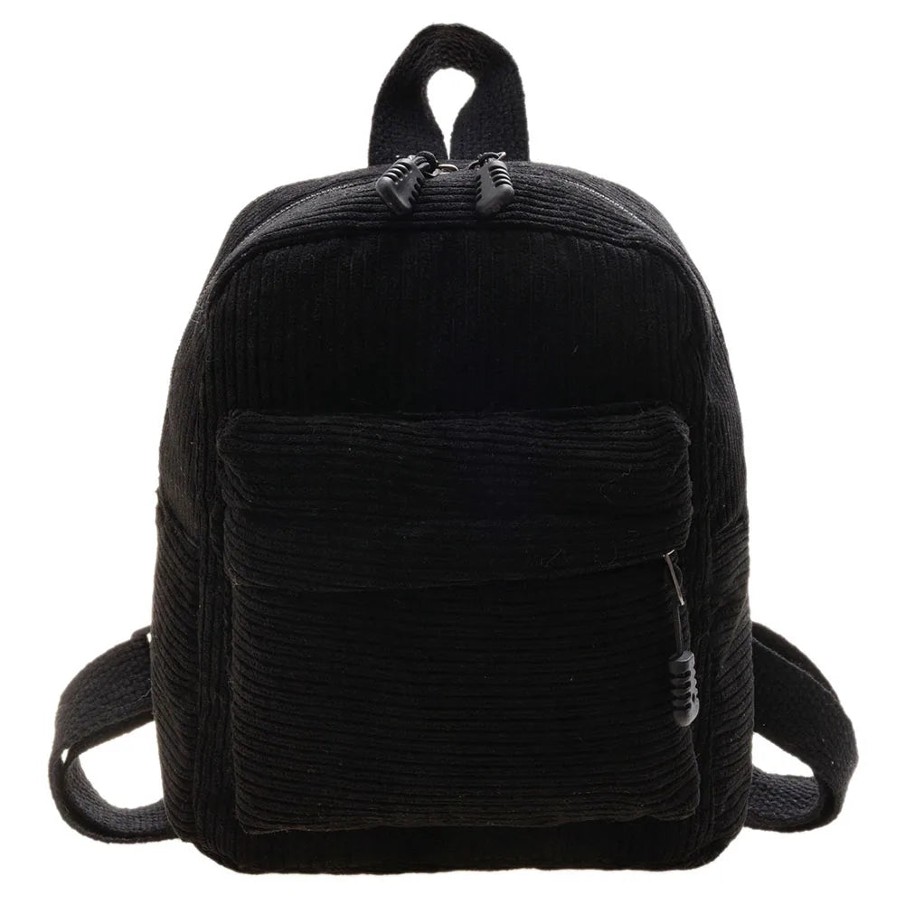 Corduroy Women Backpack Solid Travel Bag for College Student
