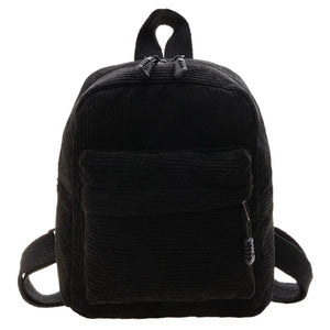 Corduroy Women Backpack Solid Travel Bag for College Student