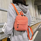 Corduroy Women Backpack Solid Travel Bag for College Student