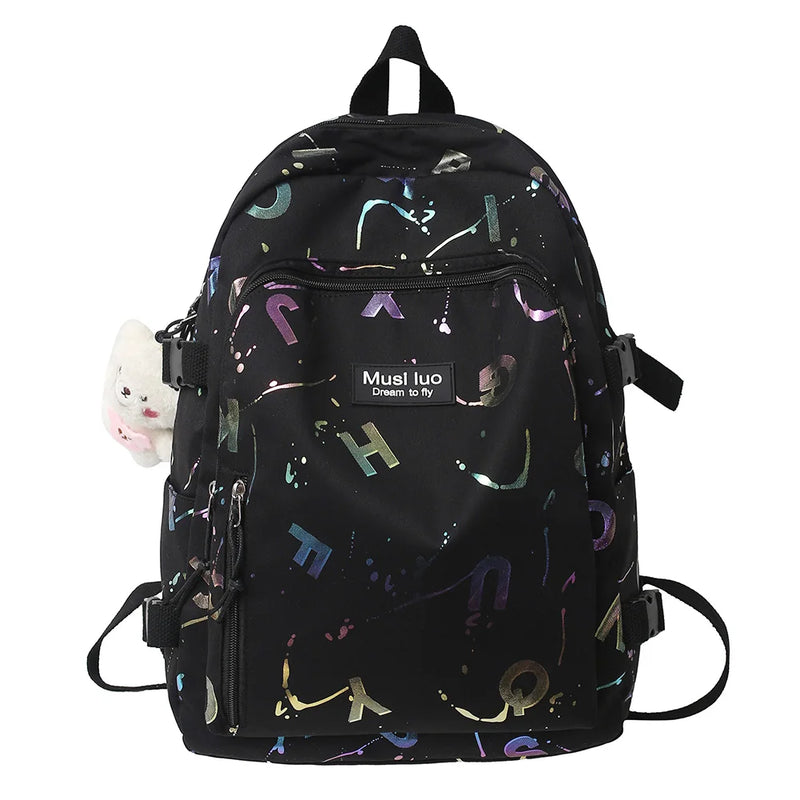Women Backpack Prints School Bag Large Capacity Knapsack for Ladies Girl