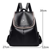 Women Leather Backpack School Bags Large Capacity Travel Mochila