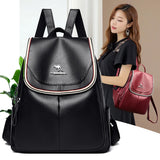Women Leather Backpack School Bags Large Capacity Travel Mochila