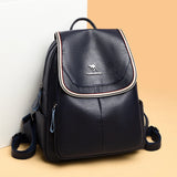 Women Leather Backpack School Bags Large Capacity Travel Mochila