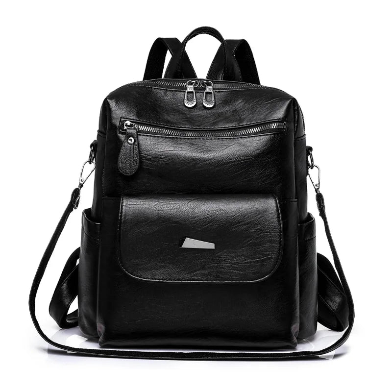 Women Backpack PU Leather Bucket School Bag Travel Knapsack