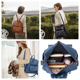 Women Backpack PU Leather Bucket School Bag Travel Knapsack