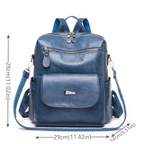 Women Backpack PU Leather Bucket School Bag Travel Knapsack