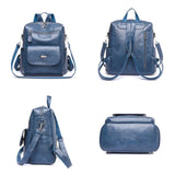 Women Backpack PU Leather Bucket School Bag Travel Knapsack