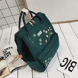 Floral Embroidery Women Backpack Large Capacity Shoulder Bag