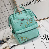 Floral Embroidery Women Backpack Large Capacity Shoulder Bag