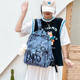 Graffiti Butterfly Print School Backpack for Teen Girls