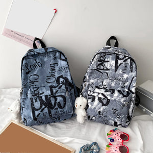 Graffiti Butterfly Print School Backpack for Teen Girls
