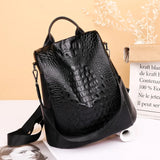 Women Backpack Large Female Back Bag Crocodile pattern Leather High Travel Bags