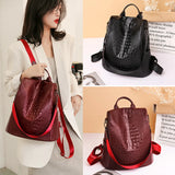 Women Backpack Large Female Back Bag Crocodile pattern Leather High Travel Bags