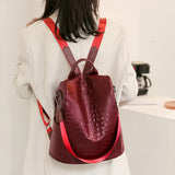 Women Backpack Large Female Back Bag Crocodile pattern Leather High Travel Bags