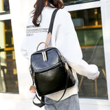 Women Backpack PU Leather Rolling Backpack for Travel