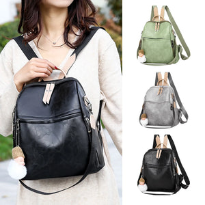 Women Backpack PU Leather Rolling Backpack for Travel