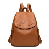 Women Anti-theft Backpack PU Leather School Bags Large Capacity