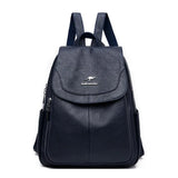 Women Anti-theft Backpack PU Leather School Bags Large Capacity