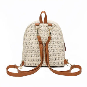 Straw Rattan Woven Travel Backpack for Women Girls