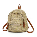 Straw Rattan Woven Travel Backpack for Women Girls