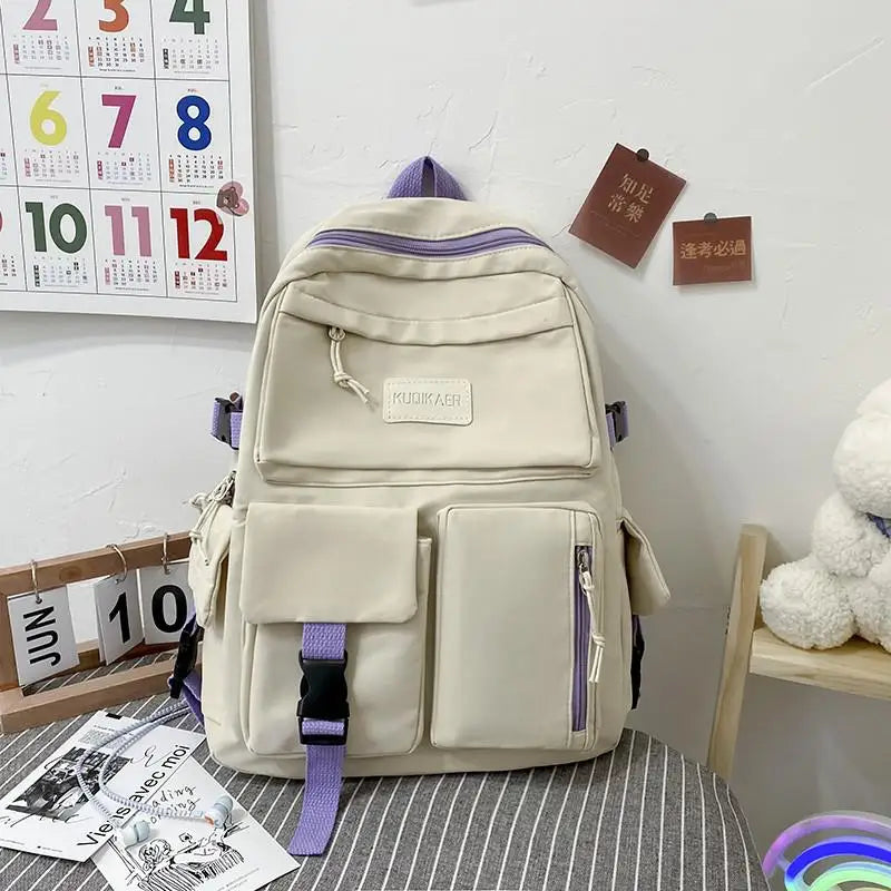 Women Backpack Nylon Waterproof Anti-theft School Bag For Girls