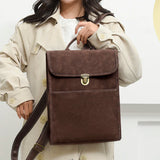 Vintage Leather Backpack for Girls Large Capacity Schoolbag Shoulder Bag