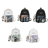 Women Backpack with Pendant Casual Girl College School Bag Bookbag