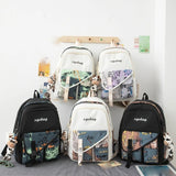 Women Backpack with Pendant Casual Girl College School Bag Bookbag