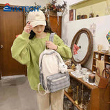 Plaid Women Backpack with Pendant, Casual Teenagers Schoolbag