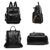 Stone Pattern Leather Women Backpack School Bags for Girls