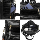 Stone Pattern Leather Women Backpack School Bags for Girls