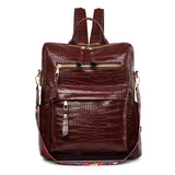 Stone Pattern Leather Women Backpack School Bags for Girls