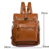 Stone Pattern Leather Women Backpack School Bags for Girls