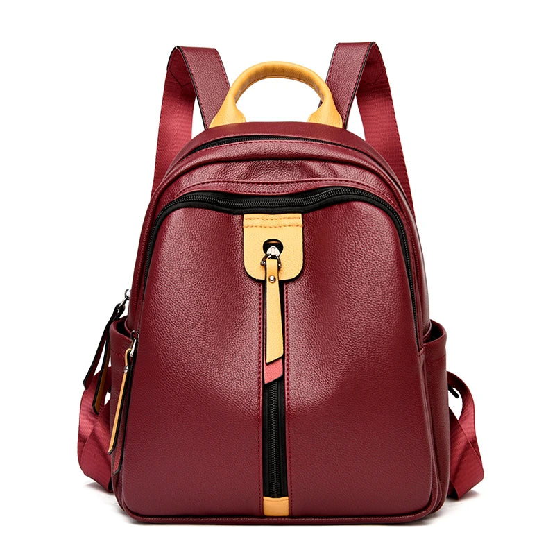 Leather Women Backpack Shoulder Bags Travel Bookbag Rucksack Mochilas