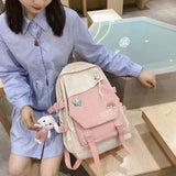Women Backpacks Hit Nylon Shoulder Backpack Pockets School Book Pack