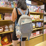 Women Backpacks Hit Nylon Shoulder Backpack Pockets School