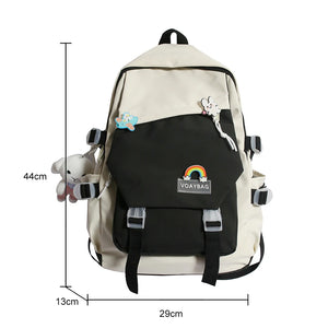 Women Backpacks Hit Nylon Shoulder Backpack Pockets School Book Pack