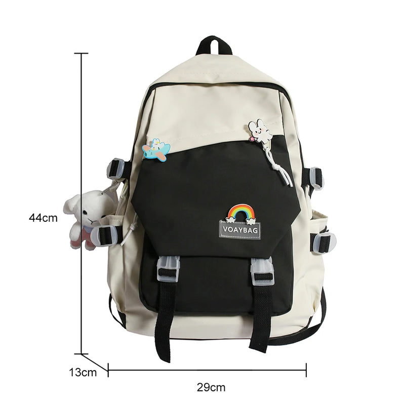 Women Backpacks Hit Nylon Shoulder Backpack Pockets School Book Pack