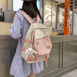 Women Backpacks Hit Nylon Shoulder Backpack Pockets School Book Pack