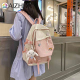 Women Backpacks Hit Nylon Shoulder Backpack Pockets School