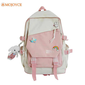 Women Backpacks Hit Nylon Shoulder Backpack Pockets School Book Pack