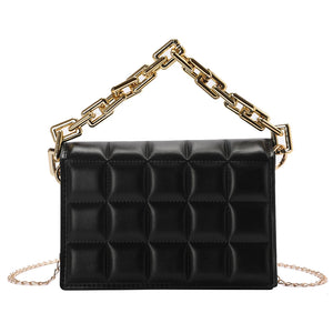 Women Bag Checker Pattern PU Chain Small Shoulder Crossbody Messenger