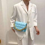Women Bag Checker Pattern PU Chain Small Shoulder Crossbody Messenger